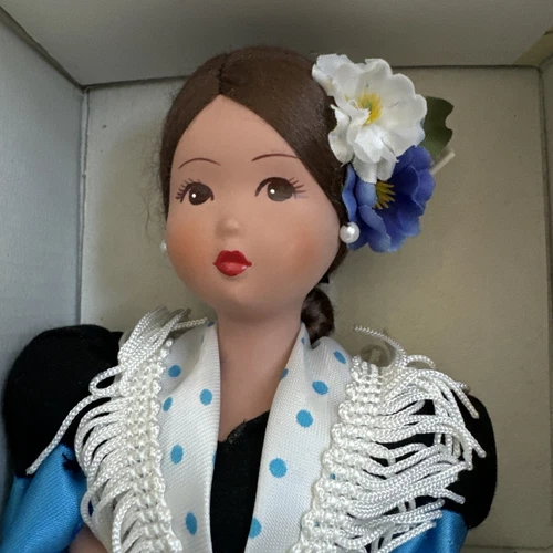 Chiclana Artesanos Desede Doll 10" Blue Dress Vintage Original Box Spain