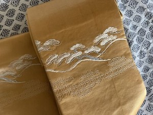 Vintage Japanese Kimono Nagoya Obi in coppery gold with pine motif /Table Runner