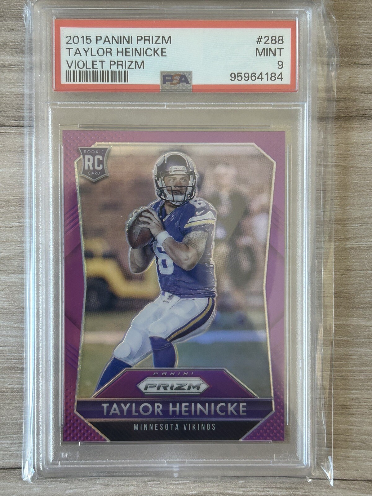 2015 panini prizm Taylor Heinicke Violet Rc PSA 9 Rookie
