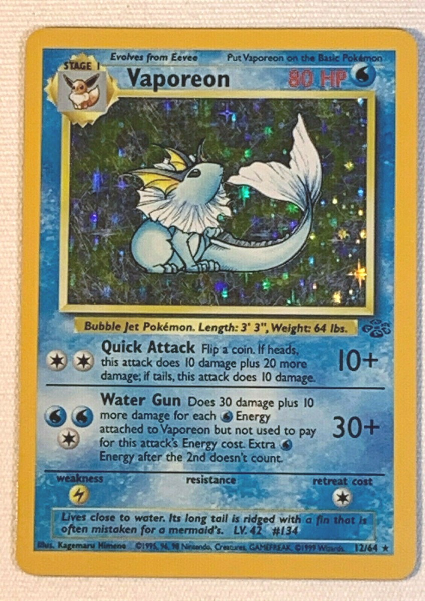 Vaporeon - Pokemon Jungle Set - Holo -12/64 - Rare Pokemon Card