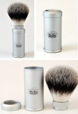 HANS BAIER Reiserasierpinsel Synthetikhaare Rasierpinsel Reise Aluminium Germany