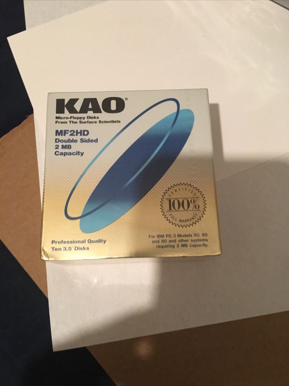 KAO MF2HD Double Sided 2 MB 3 1/2 inch Micro Floppy Disk Sealed