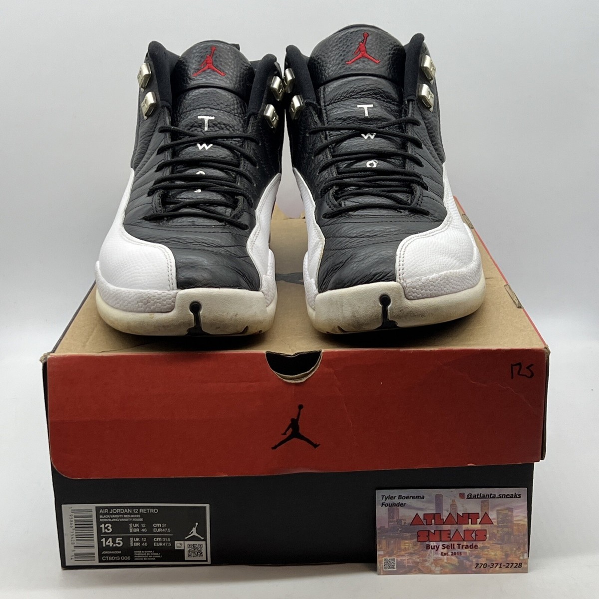 Size 13 - Jordan 12 Retro Mid Playoff White Black Leather Size 13 - Jordan 12 Retro Mid Playoff White Black Leather