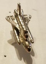 Silver In Color Metal Space Shuttle with Rocket Boosters Tie Lapel Pin 1"