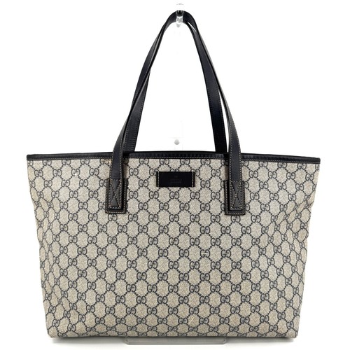 Gucci GG PVC Leder Tasche Schultertasche Navy Vintage Authentic #725