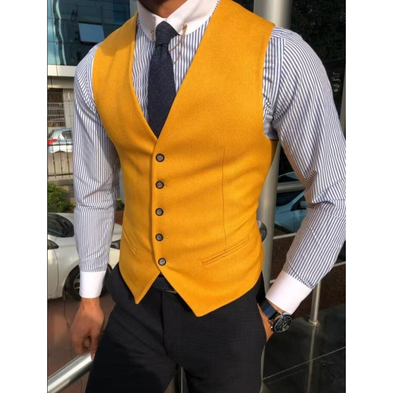 Classic Slim Fit Cotton Blended Men Suit Vest for Wedding & Formal Wear  