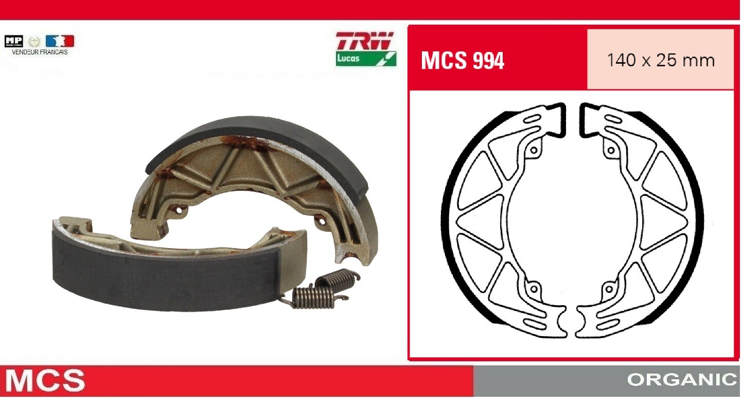 Mâchoires de frein arrière TRW MCS994 pour réparer le tambour Aprilia 50 SR
