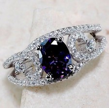 3CT Amethyst  Topaz 925 Solid Sterling Silver Ring Sz 7 UB4-1