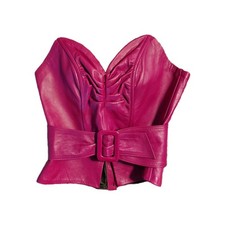 LEDER CORSAGE Schnürung 34-38 XS-S Rubinrot ...