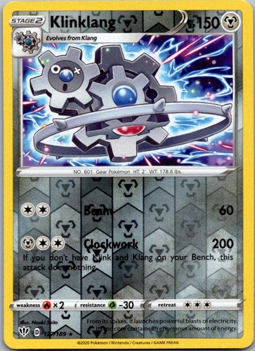 Klinklang 127/189 Rare Darkness Ablaze Pokemon Reverse Holo Near Mint