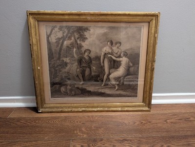 18th C Bartolozzi Stipple Engraving After Angelica Kauffman   Shepherd s Moral