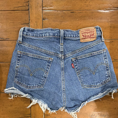 Levi's 501 Women's Blue Medium Wash Denim Cut Off Shorts High Rise W26