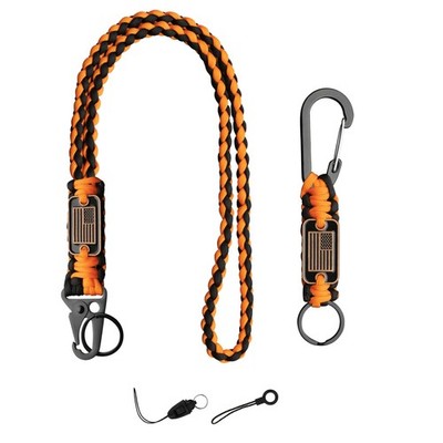 2/4PCS Heavy Duty Paracord Lanyard Keychain with USA Flag, Braided key lanyar...