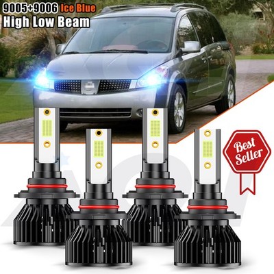 For Nissan Quest 2004-2005 LED Headlight Kit 9005+9006 8000K Blue High/Low Bulbs