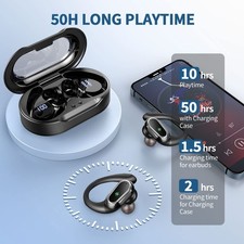 Headphones 50Hrs Playback IPX7 Wireless Earbuds Bluetooth Waterproof Sports