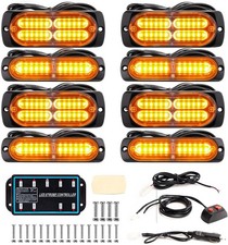 8 Pcs Led Strobe Lights Sync Feature Amber Led Hazard Warning Lights 8 Pcs Led Strobe Lights Sync Feature Amber Led Hazard Warning Lights