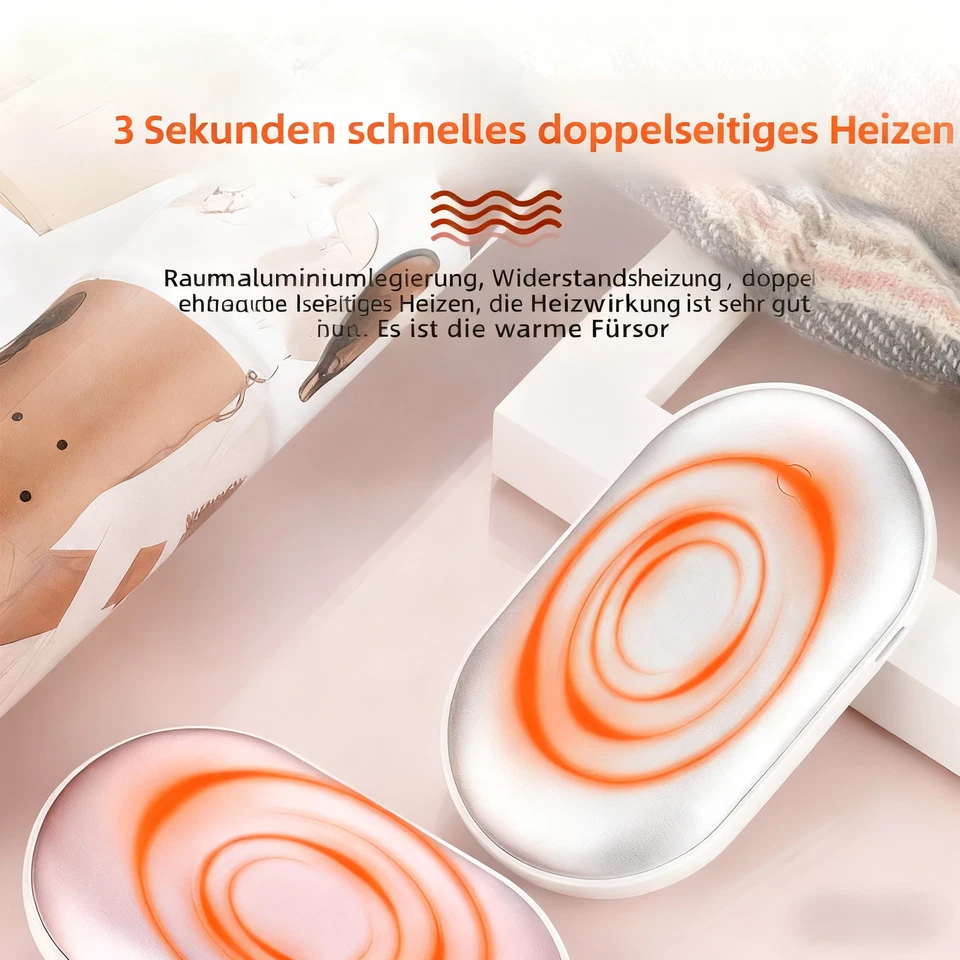 2x Tragbare Handwärmer USB Power Bank Elektrische Taschenwärmer Wärmer 2in1 - Bild 4 von 4