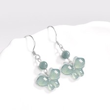 Myanmar Jadeite Butterfly Earrings Emerald Natural Burmese Jade 925 Silver