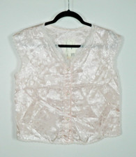 Pajama Top Lingerie Top Size Medium Pink Lace Pearl