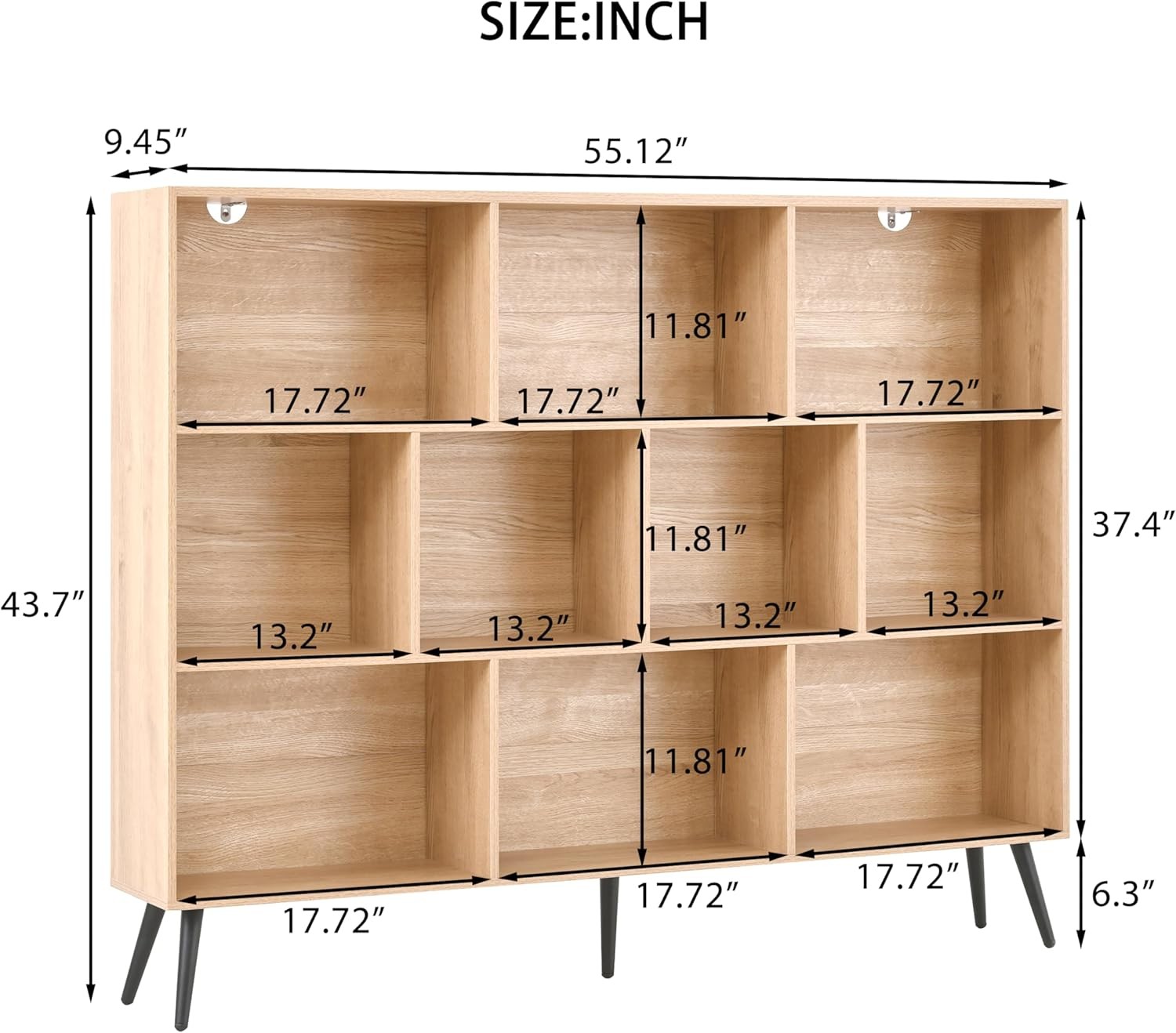 10 Cube Bookshelf Wooden 3 Tier Open Shelf Bookcase Display Shelf Home Office