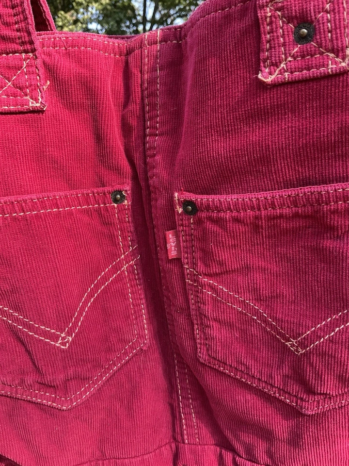 Vintage Y2K Levi’s Corduroy Red Tote Bag Shoulder Large Purse Rare - Image 3 of 4
