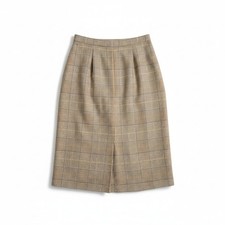 A.R. Sassco Vintage Plaid Pencil Skirt, Brown Tan Glen Check Midi Skirt, Size 8