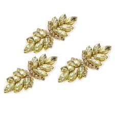 3Pcs Rhinestone Applique Rhinestone Flower Sew on Sewing Light Yellow Gold