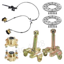 Go Kart Front Steering Knuckle 4 Stud Wheel Hubs Twin Brake Caliper Disc Rotors