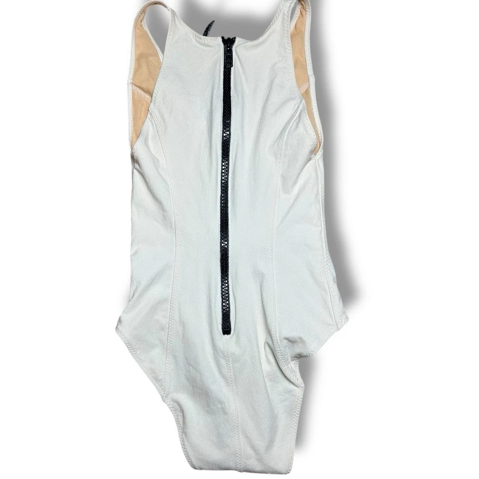 Lisa Marie Fernandez One Piece Ivory Vintage Swimsuit Exposed Black Zipper Small - Image 4 of 4