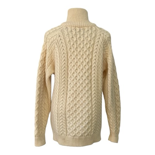 Vintage 60s CARRIAG DONN Unisex 40 100% Wool Sweater Jacket Aran Fisherman Irish - Picture 6 of 24
