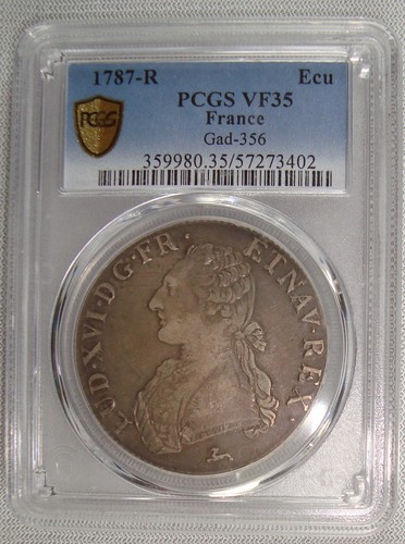 1787-R France Louis XVI Silver Ecu PCGS VF35