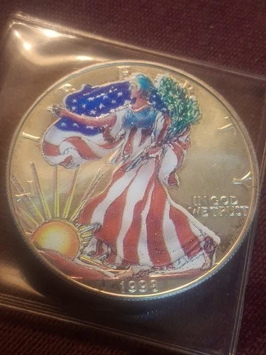 1998 Colorized Silver Eagle Coin 1oz Fine Silver