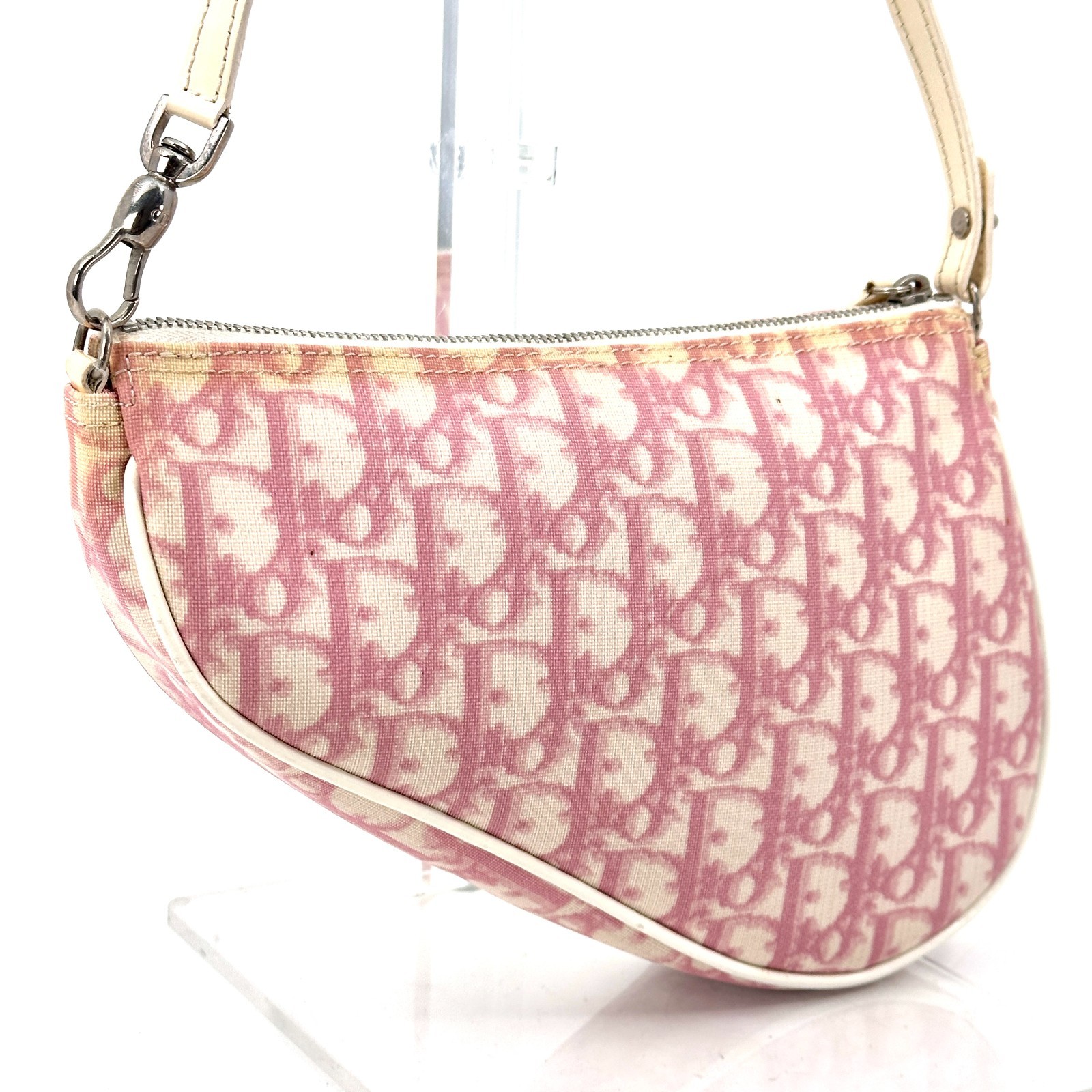 DIOR Pink Trotter Saddle Bag PVC Leather Purse Authentic thumbnail 4