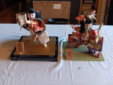 Vtg Japanese Musha Ningyo Kabuki Dolls Pair Kanjincho & Zando Ichimatsu