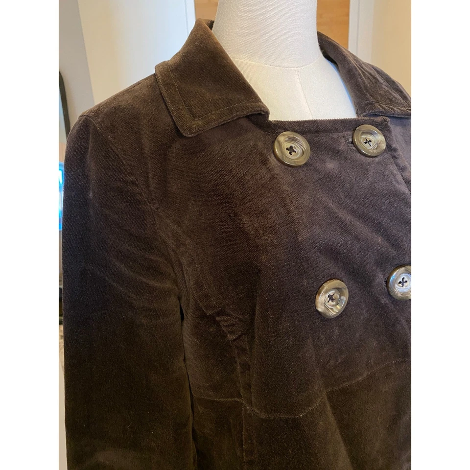 Chaqueta chaquetón OLD NAVY para mujer marrón pana doble botonadura talla grande Foto 4 de 4