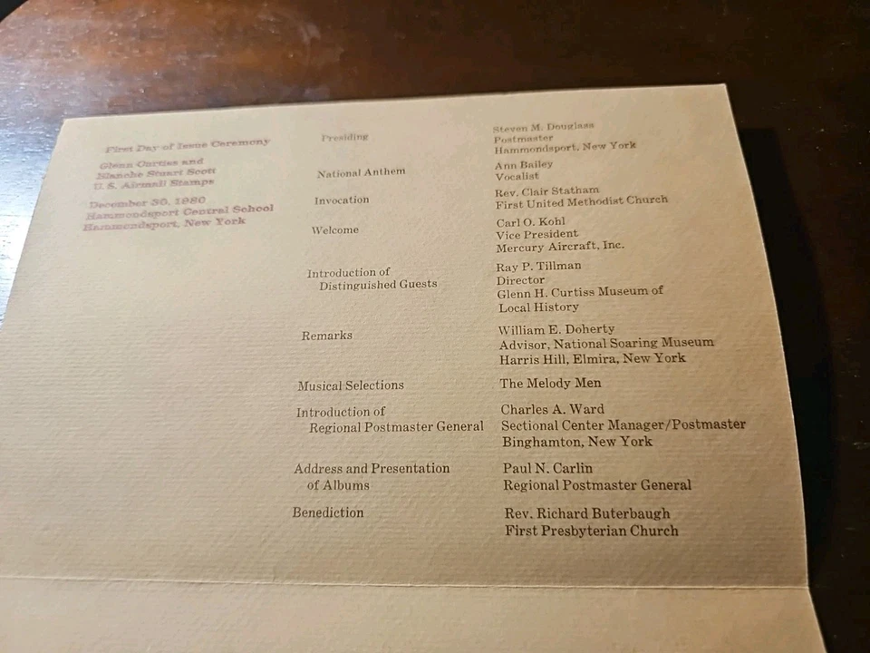 USPS FDC CEREMONY PROGRAM GLENN CURTIS  & BLANCHE  SCOTT W/ FDC'S - Image 2 of 4