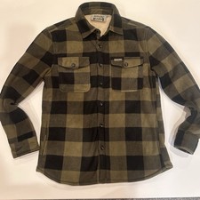Burlebo Mens Shacket Medium Green Buffalo Plaid Sherpa Lined Jacket EUC Outdoor