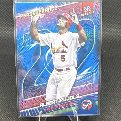 Topps 2025 Pristine Albert Pujols Perseverance BLUE REFRACTOR /75 P-12 Cardinals