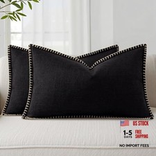 Summer Decorative Throw Pillow Covers 12x20 Set of 20" x 12" Pack of 2 Black
