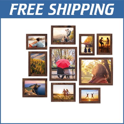 Elegant 10-Piece Multi-Size Frame Set with Rustic Finish - Perfect for DIY Decor