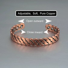 Pure Copper Magnetic Bracelet Arthritis Pain Energy Therapy Cuff New