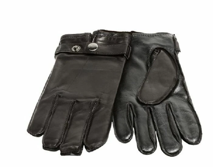 Grandoe Men's Leather Touch Tech Gloves with Wrist Snap | Black | Medium
