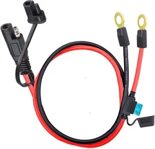 10AWG SAE Connector,Ring Terminal Harness,2Ft Battery Charging Cable with 15A Pr