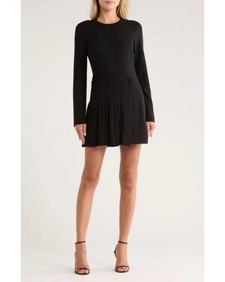 SIMKHAI Zabelle Long Sleeve Mini Dress Black 4 NWT $575