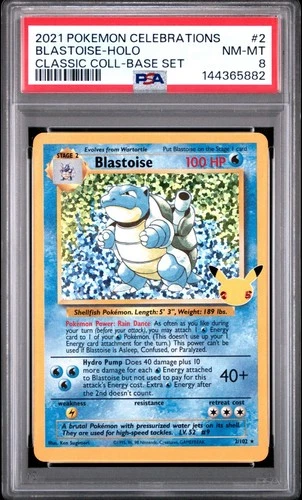 2021 Pokemon Celebrations Classic Collection BLASTOISE #2/102 NM-MT PSA 8