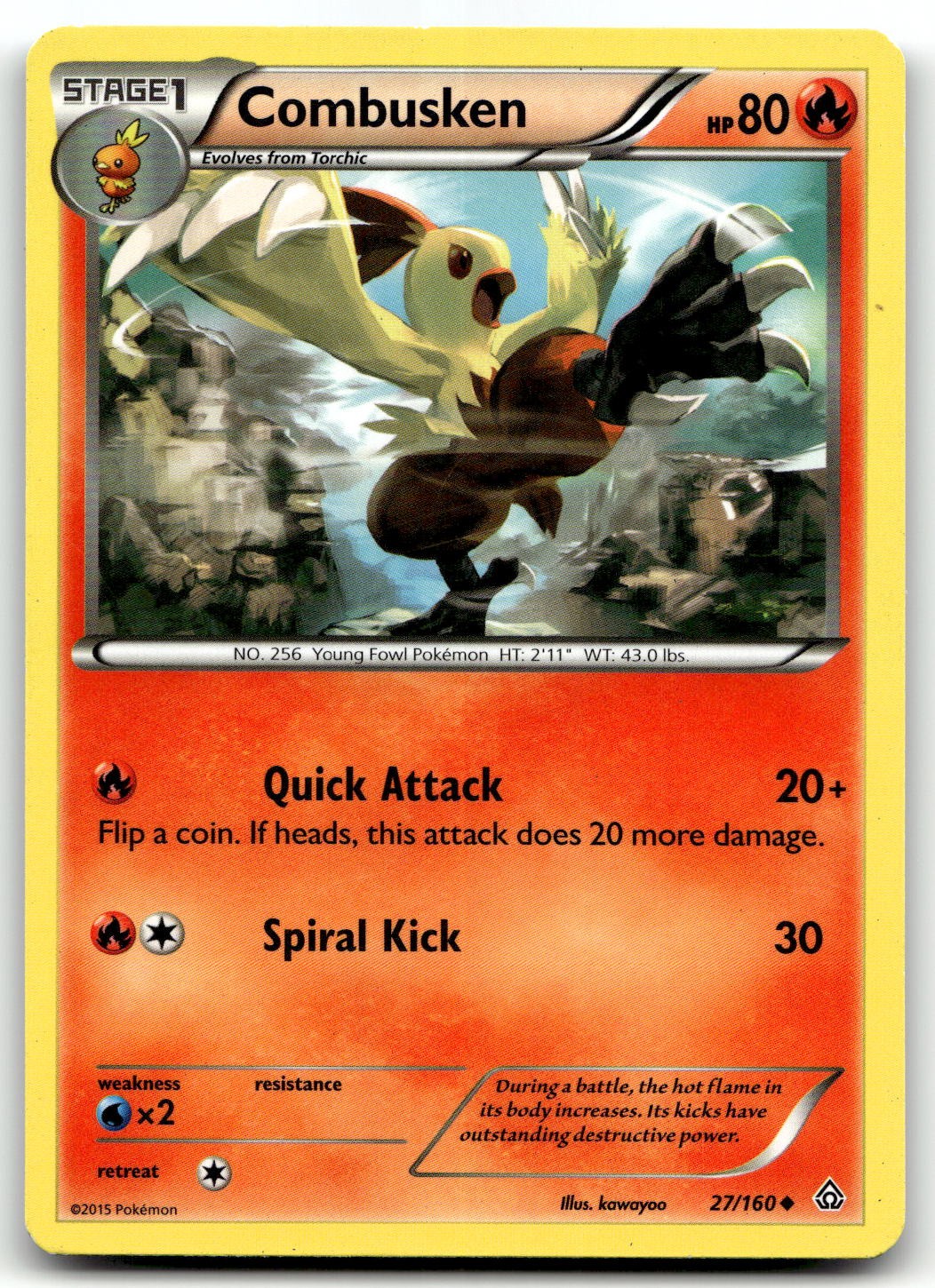 Combusken 27/160 XY - Primal Clash Uncommon Normal Pokemon TCG HP