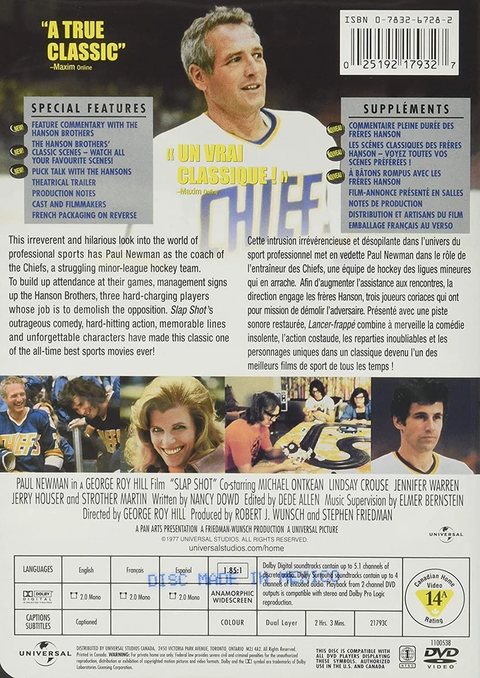 Slap Shot (DVD) Paul Newman Michael Ontkean Martin Strother (US IMPORT) - Image 4 of 4