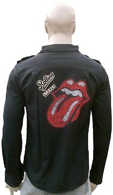 AMPLIFIED Off. ROLLING STONES Strass Zunge Rock Star ViP Designer SHIRT HEMD g.S