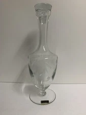 Toscany Hand Blown Hand Cut Crystal Wine Decanter & Stopper Tall 15” Barware
