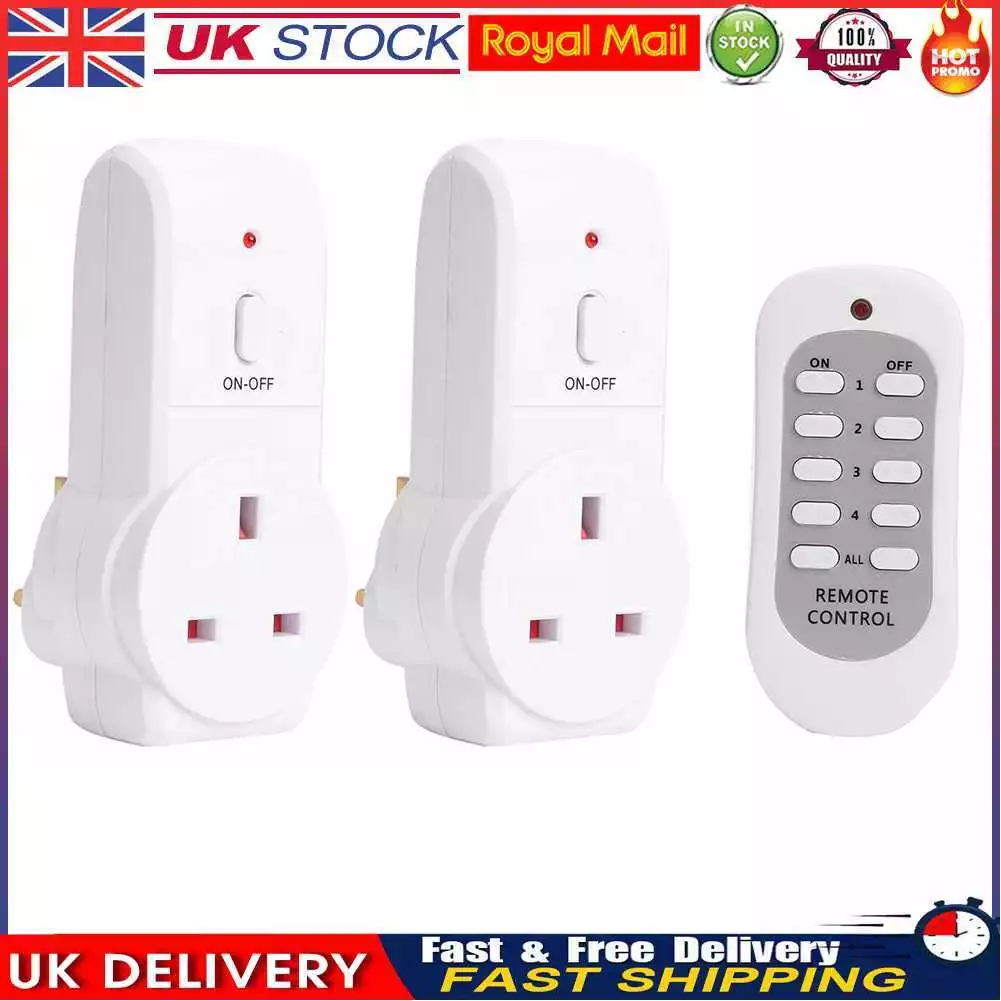2pcs UK Plug Wireless Remote Control Smart Socket Electrical